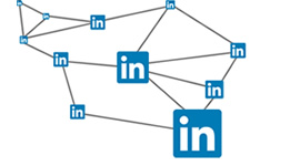 Small LinkedIn IN logos connected by lines